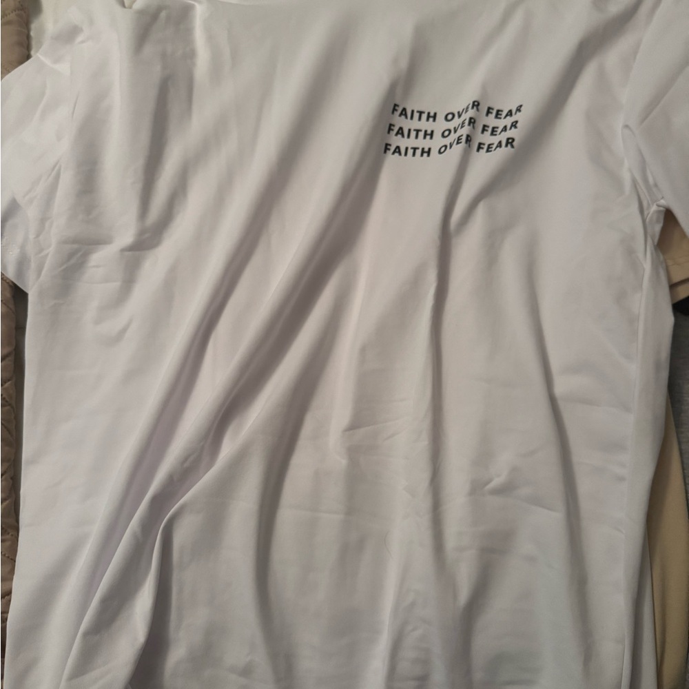 SHEIN White 'Faith Over Fear' Tee